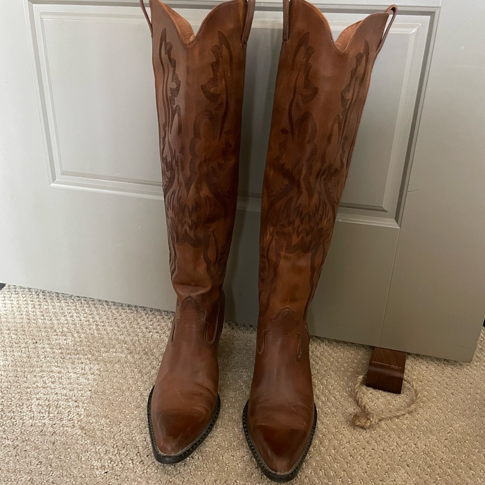 Jeffrey Campbell Western Boots, knee-high, Cognac